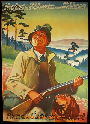 94319 - 1940 CESTOVNÍ RUCH  reklamní plakát, podzim v ČaM, lovec