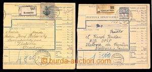 94420 - 1944 2x larger part of parcel card, addressed to on/for mili