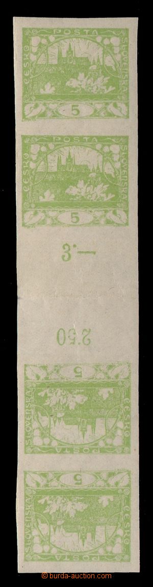 94566 -  Pof.3M, 5h light green, 4-stamp gutter., folded, exp. by Gi