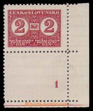 94631 - 1935 Pof.PD10A KD, 2Kč červená, ŘZ 9¾, dolní rohov