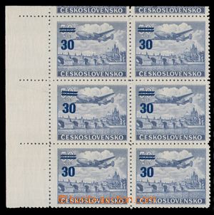 94664 - 1949 Pof.L32, overprint provisory, ST in/at block of 6, c.v.