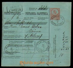 94679 - 1875 postal order without L cut with printed stamp. 5 Kreuze