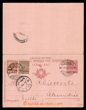 94719 - 1905 ERITREA  italská dvojitá dopisnice Mi.P35 s přetiske