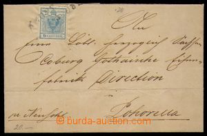 94749 - 1850 folded letter with the first issue 9 Kreuzer, Mi.5, lig