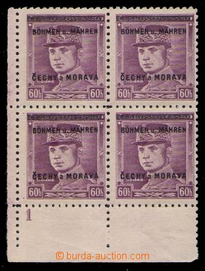 94802 - 1939 Pof.8, Štefánik 60h, levý dolní rohový 4-blok, DČ