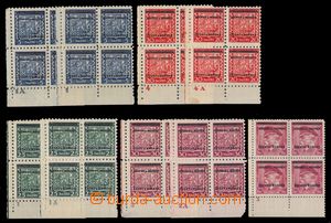 94806 - 1939 comp. of 9 pieces bloks of four with plate number, No.1