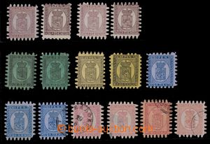 94867 - 1866 Mi.5-9, comp. 15 pcs of stamp. with various perf, Mi.5 