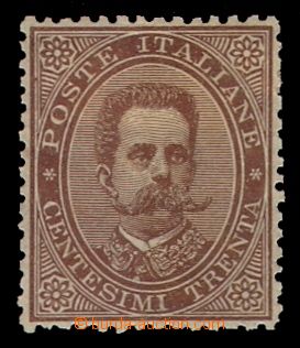 94936 - 1879 Mi.41, Umberto I., 30C hnědá, kat. 150€