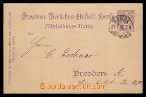 95052 - 1896 HANSA DRESDEN, jednoduchá dopisnice 3Pf., použitá, D