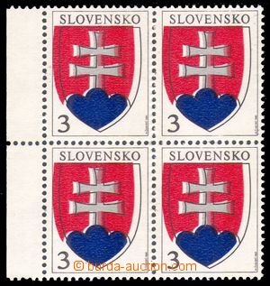 95311 - 1993 Zsf.2 Státní znak, 4-blok s levým okrajem, výrazný