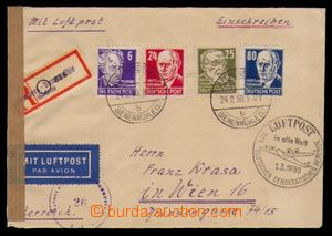 95462 - 1950 Reg and airmail letter addressed to to Austria, with Mi