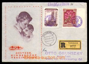 95463 - 1948 R-dopis vyfr. příplatkovými zn. Mi.865, 873, PR VÖC