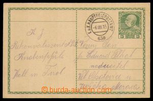 95480 - 1915 PC 5h, Mi.P216 sent as FP with cancel. K.u.K HAUPTFELDP