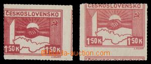 95508 - 1945 Pof.353, Košické - ruce 1,50K, 2ks zn. s posunem svis