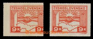 95510 - 1945 Pof.357, Košické vydání - ruce 9K, 2ks zn. s posune