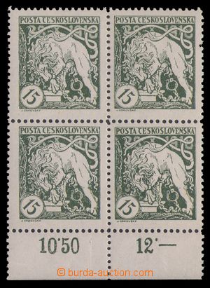95545 -  Pof.27F, 15h green, as blk-of-4 with lower margin and contr