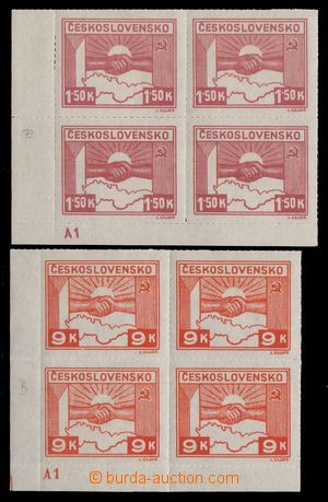 95562 - 1945 Pof.353, 359, Košice-issue, value 1,50 Koruna and 9K. 