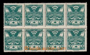 95695 -  Pof.145A, 10h green, block of 8 with shift and double strok