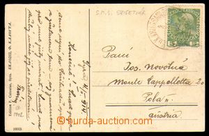 95740 - 1914 S.M.S. SZIGETVÁR,  pohlednice (Syra, Řecko) vyfr. zn.