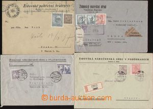 95756 - 1937-56 JUDAICA  comp. 4 pcs of entires, Reg letter with add