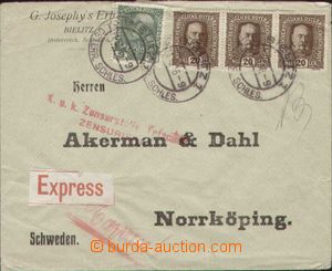 95959 - 1916 commercial express letter to Sweden, with Mi.142, 191 3