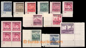 95990 - 1939 comp. 15 pcs of stamps with margin and plate number, c.