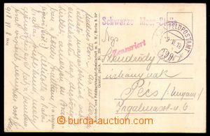 96010 - 1918 SCHWARZE MEER - STELLE, violet straight line postmark.,