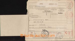 96075 - 1953 ILAVA  larger part of parcel card sent from Germany on/