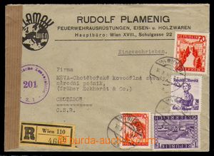96257 - 1948 firemní R-dopis do ČSR, vyfr. zn. Mi.767, 840, 847, 9