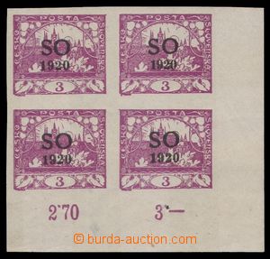 96261 -  Pof.SO2, 3h violet, corner blk-of-4, retouch on/for plate v