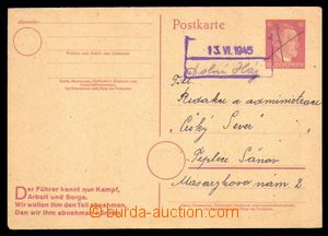 96283 - 1945 německá dopisnice 6Pf AH s provizorním znárodněný