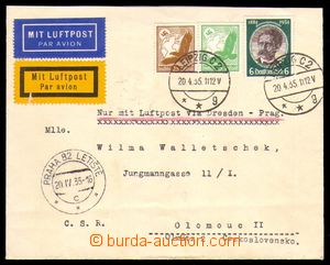 96413 - 1935 Let-dopis do ČSR vyfr. zn. Mi.541, 533, 529, DR LEIPZI