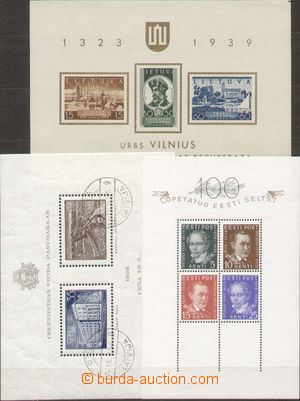 96477 - 1938-39 sestava 3ks aršíků Pobaltských států, Litva Mi
