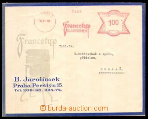 96500 - 1929 commercial letter franked by meter stmp FRANCOTYP/ B. J
