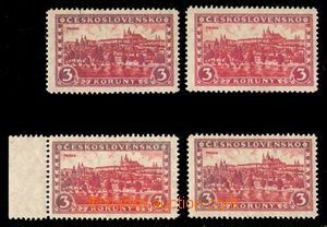 96703 - 1926 Pof.226x P5 - P8, Praha 3Kč červená, pergamenový pa