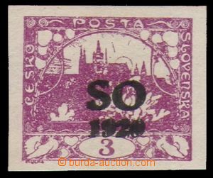 96705 -  Pof.SO2, 3h violet, production flaw double overprint, exp. 