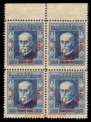 96749 - 1926 Pof.185 P5, Festival 200h blue, block of four with uppe