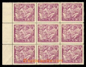 96750 -  Pof.175A I, 300h violet, marginal block-of-9 stamp. with I.