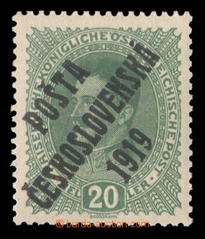 96760 -  Pof.39a, Karel 20h světle zelená, I. typ přetisku, zk. M