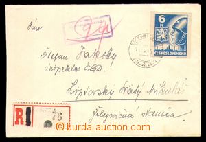 97781 - 1945 Reg letter with Košice-issue 6 Koruna, Pof.356, provis