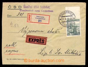 97787 - 1937 R+Ex-dopis na služební obálce ČSD s dvojjazyčným 