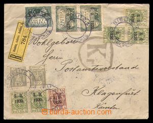 97807 - 1920 R-dopis zaslaný do Rakouska s bohatou frankaturou pře