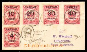97873 - 1895 R-dopis do Singapuru, vyfr. přetiskovou emisí Mi.56-6