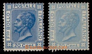 98027 - 1867 Mi.26a+b, výplatní Král Emanuel 20c modrá + světle