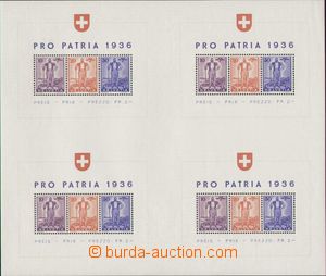 98054 - 1936 Mi.Bl.2, soutisk 4 aršíků Pro Patria, luxusní stav,