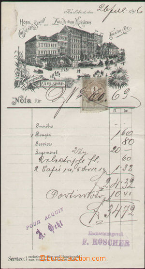 98173 - 1896 KARLOVY VARY  hotel bill f. Roscher, stain in L upper c