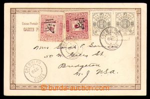98201 - 1904 pohlednice do USA s bohatou frankaturou zn. Mi.13 2x, 2