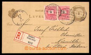 98210 - 1896 R-dopisnice Mi.P6, zaslaná na Moravu, dofr. zn. Mi.30 