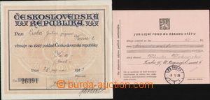 98963 - 1923-39 2x darovací confirmation card, 1x present 10Kč on/