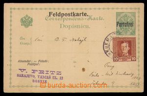 99072 - 1918 PC Bosnia Mi.P8 changed as FP card, with overprints Fel